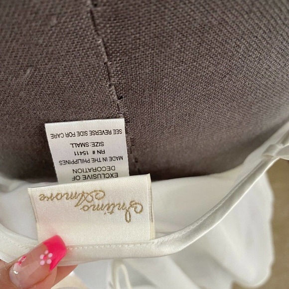 Vintage Intimo Amore Chemise with Robe Ivory set Sheer Satin Small - Picture 7 of 10